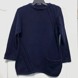 Salvatore Ferragamo Sweater CABLE KNIT Navy Blue - Sz M Made in Italy